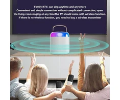 Kompiuterio kolonėlės Nešiojamas karaoke rinkinys, rgb bluetooth garsiakalbis su 2 belaidžiais mikrofonais vaikams ir suaugusiems, palaiko 512g atmintį, rankinis mikrofonas šeimos šventėms