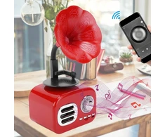 Kompiuterio kolonėlės Retro bluetooth kolonėlė, gramofono formos bluetooth kolonėlė, vintažinis namų miegamojo dekoras, retro muzikos grotuvas (raudona)