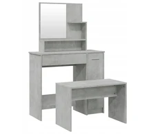 Kosmetinis staliukas su veidrodžiu ir taburete - pilkas betonas - 86,5x35x136cm