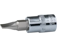 Ks tools 1/4 colio chrome plus bitų lizdas, plokščias, 4 mm, nerūdijantis plienas, vienas dydis