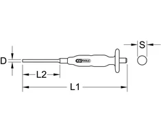 Ks tools 156.0234 Štiftų išmušėjas, cilindrinis kotas, 6 mm