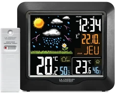 La Crosse Technology Ws6820 belaidė meteorologijos stotis su spalvotu lcd ekranu - juoda