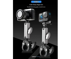 Lammcou Go Pro motociklo laikiklis, aliumininis nematomas veiksmo kameros dviračio vairo laikiklis su dviguba 360° besisukančia rutuline galvute, dviračio vairo laikiklis, skirtas Insta-360 X3 Go 3 Hero 13 12 11 10