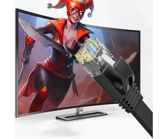 Lan kabelis, 15 metrų, cat 6, plokščias tinklo kabelis, 15 m, didelės spartos juodas ethernet kabelis, rj45 kabelis, plonas interneto kabelis, 1 gbps patch kabelis, gigabitinis lan kabelio ilgintuvas maršrutizatoriui