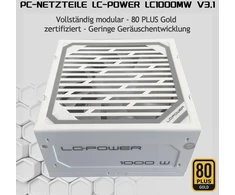 Lc-power pc maitinimo šaltinis 1000 w atx 3.1, 80 plus auksinis, visiškai modulinis atx maitinimo šaltinis, skirtas aukštam našumui ir stabilumui jūsų sistemoje - efektyvus, lankstus ir galingas (lc1000mw v3.1)