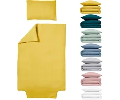 Le Lit de Mon Bébé patalynės komplektas antklodės užvalkalas antklodei 100 x 135 cm - 100 x 140 cm + pagalvės užvalkalas 40 x 60 cm - Saffron - 100% medvilnės muslino marlė (trijų sluoksnių) lovytei, lopšiui, krepšiui