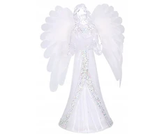 Led angelas, šviečiantis įvairiomis spalvomis su knyga, 22 cm