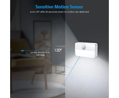 Led naktinė lemputė su judesio davikliu, balta naktinė lemputė su baterija, automatinis įjungimas/išjungimas, lipnus spintelių apšvietimas, naktinė lemputė su judesio davikliu laiptams, prieškambariui, vaikų kambariui, miegamajam (2 vnt.)