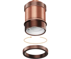 Ledscom.de 2 x tekstilinis kabelis Retra, kištukas, jungiklis, bronzos spalvos, 3 m, lempos lizdas, 1x E27 maks. 60 W