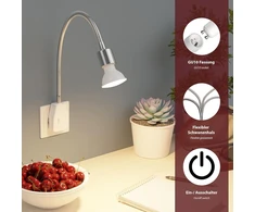 Ledscom.de Lesch Lempa su lizdu lanksčiu kakleliu skaitymui chromo / balta su Gu10 Led (šiltai balta, 7.6 W, po 1103 lm, 33°)