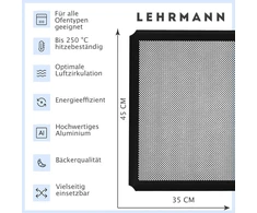 Lehmann Lehrmann perforuotas kepimo padėklas 45 x 35 cm su nelimpančia danga, skirtas pyragams, picoms, tinkamas Bauknecht Whirlpool orkaitei