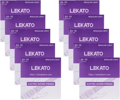 Lekato elektrinės gitaros stygos, nikeliuotos, šešiakampė plieno šerdis su nano danga, 6 stygos, 10 vnt. pakuotė (regular Light 10-46)