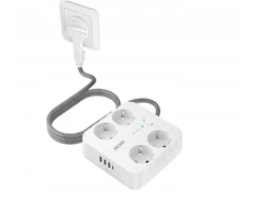 Lencent ilgintuvas 3m, 4x schuko Eu, 3x Usb A, 1x Usb C baltas 3 metrai