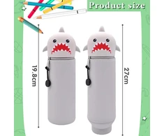 Lewbdf silikoninis penalas, minkšto silikono penalas, kawaii penalas, kawaii penalas, pastatomas penalas, rašiklių laikiklis mergaitėms berniukams, shark, kawaii penalas