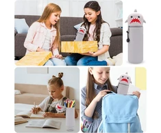 Lewbdf silikoninis penalas, minkšto silikono penalas, kawaii penalas, kawaii penalas, pastatomas penalas, rašiklių laikiklis mergaitėms berniukams, shark, kawaii penalas