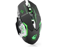 Lexonelec belaidė pelė x 8 įkraunama 2.4 ghz tyli 7 spalvų led kvėpuojantis apšvietimas tarantula reguliuojama optinė ergonomiška belaidė žaidimų pelė