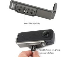 Lichifit horizontalus laikiklis skirta insta360 x4 veiksmo kamerai, aliuminio lydinio l formos laikiklis, 90 laipsnių kryžminė atrama su 6,35 mm sriegio anga ir sulankstomu dviejų šakų sąsajos adapteriu