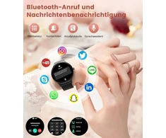 Lige išmanusis laikrodis moterims su bluetooth skambučiais, skirtas android ios 100+ sporto režimų, 1.43 colio amoled visada įjungtas ekranas, juodas nerūdijančio plieno tinklelio dirželis