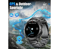 Lige išmanusis laikrodis vyrams, 1.43 colio Amoled jutiklinis ekranas su Gps/kompasu/oro slėgiu/aukščiu, 500 Mah baterija/170+ sporto režimų, 5atm atsparus vandeniui fitneso laikrodis su 24/7 širdies ritmo ir miego stebėjimu
