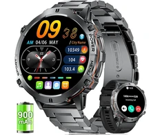 Lige išmanusis laikrodis vyrams, 1.73 colio Amoled didelis ekranas, 900 Mah ilgas baterijos veikimo laikas, 110+ sporto režimų, fitneso laikrodis su širdies ritmo, miego monitoriumi, daugiafunkcinis išmanusis laikrodis, skirtas Android Ios, juodas