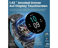 Lige išmanusis laikrodis vyrams su telefono funkcija, 1,43 colio amoled hd jutiklinis ekranas, fitneso laikrodis ip68 atsparus vandeniui, žingsniamatis su 110 sporto režimų / 45 dienų baterija / miego stebėjimo veiklos sekiklis, skirtas ios