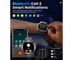 Lige išmanusis laikrodis vyrams su telefono funkcija, led žibintuvėliu, 530 Mah baterija, 1.43 colio amoled ekranu, širdies ritmo ir miego monitoriumi, 110+ sporto režimų, ip68 vandeniui atsparus išmanusis laikrodis, skirtas android ir ios, juodas