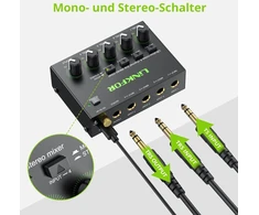 Linkfor 4 kanalų mini stereo garso mikšeris itin kompaktiškas garso mikšeris nepriklausomas garso valdymas maišymui, dc 5v type-c mini garso mikšeris su maitinimo šaltinio garso kabeliu - itin mažas triukšmas