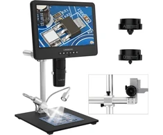 Linkmicro Lm249ms 3 lęšių skaitmeninis mikroskopas Hdmi su 10 colių ekranu 2000x Uhd 2160p 3d Lcd skaitmeninis mikroskopas litavimui su 13 colių metaliniu stovu suaugusiems Pcb remontui Smd, Usb monetų mikroskopas
