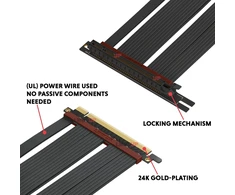Linkup - extreme4+ pcie 4.0 x16 riser kabelis (rtx4090, rx6950xt, x570, z690 išbandytas), twinax, ekranuotas, didelis greitis, vertikalus montavimas, žaidimų pci express gen4, universalus 90 laipsnių moteriškas jungtis (45 cm)