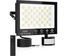 Litglobe Led prožektorius su judesio davikliu lauke 100 W, 10000 lm priekinis žibintas su nuotoliniu valdymu, 6500 K šaltai baltas led prožektorius, ip66 vandeniui atsparus prožektorius su judesio davikliu lauke garažui