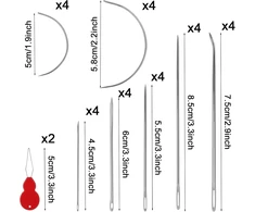 Littlegaofeithing 28 dalių siuvimo adatų įvėrimo įrankiai siuvimo adatoms, odinės, plieninės, tvirtos siuvimo adatos su didelėmis akutėmis siuvimui ir taisymui