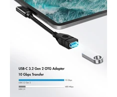 Logilink Cu0100 Usb 3.2 (gen2) kabelio adapteris 10 gb, type-c (90° kampu) į type-a su otg funkcija (on-the-go), 20 cm