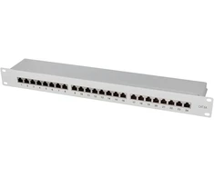 Logilink Professional Primeline patch panelis, 19 colių paskirstymo skydelis, Stp (ekranuotas) šviesiai pilkas 24 prievadų