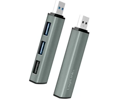 Logilink Usb 3.2 (gen2) 3 prievadų šakotuvas, aliuminio korpusas su apsauginiu dangteliu