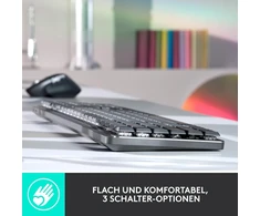 Logitech Mx Mechaninė Wireless Illuminated Performance klaviatūra, Linear Keys, apšvietimas, Bluetooth, Usb-c, Macos, Windows, Linux, Ios, Android, Metal, German Qwertz - pilka