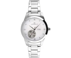 Lorenz - Klasikinis automatinis moteriškas laikrodis - Modelis Diva Automatic 030262aa - Laikrodis su deimantais ciferblate ir rokeriu - Plieninė apyrankė, sidabrinė/juoda, klasikinis, sidabrinis / juodas, klasikinis