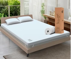 Lova Sleepy Owl 7 cm memory foam antklodas 120 x 200 cm, gelio ortopediniai čiužinių užklotai, nuimami ir skalbiami užtrauktuku užvalkalai, neslystantis pagrindas su 4 kampų dirželiais (120 x 200, 7 cm)