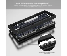 Lqxq Rd75 Pro 75% žaidimų klaviatūra, greito atjungimo belaidė aliumininė, Via trijų režimų mechaninė klaviatūra, pritaikoma karšto keitimo su Rgb creamy klaviatūra, skirta Windows/mac/pc - juoda
