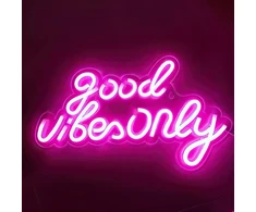Lufeis neoninis ženklas, good vibe only, akrilinis neoninis šviestuvas, usb neoninis ženklas, neoninis 3d sienos dekoravimas, led neoninis šviestuvas, miegamojo sienos dekoravimui, barui, vestuvių dekorui, įsimylėjėlių dovana