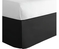 Lux Hotel Bedding pritaikytas lovos sijonas, klasikinis 14 colių ilgis, klostuotas stilius, queen, juodas