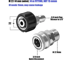 M Mingle aukšto slėgio plovimo adapterių rinkinys, nerūdijančio plieno greito atjungimo rinkinys, m22 swivel į 3/8" greita jungtis, 3/4" į greito atleidimo 8 vnt.