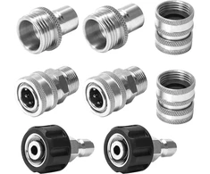 M Mingle aukšto slėgio plovimo adapterių rinkinys, nerūdijančio plieno greito atjungimo rinkinys, m22 swivel į 3/8" greita jungtis, 3/4" į greito atleidimo 8 vnt.