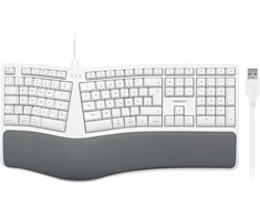 Macally Mergokey-de Ergonominė laidinė Usb-a klaviatūra su riešo atrama, vokiškas Qwertz išdėstymas su umliautais