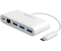 Macally Uc3hub3gbc 3.1 Usb-c į 3 prievadų Usb-a gigabitinis eternetas ir Usb-c įkrovimo adapteris