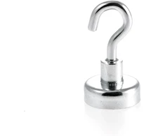 Magnetastico® | 1 neodimio N35 magnetinis kabliukas, 20 mm Ø | Laikymo galia 9,0 kilogramai | 1 neodimio kablio magnetas, padengtas cinku ir labai stiprus | Puodo magnetas su kabliuku