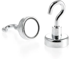 Magnetastico® | 1 neodimio N35 magnetinis kabliukas, 20 mm Ø | Laikymo galia 9,0 kilogramai | 1 neodimio kablio magnetas, padengtas cinku ir labai stiprus | Puodo magnetas su kabliuku