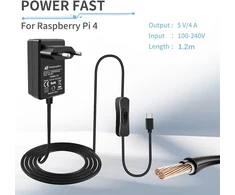 Maitinimo šaltinis Raspberry Pi 4, 5v 4a Usb-c su įjungimo/išjungimo jungikliu
