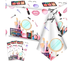 Make Up Party staltiesės, 137 x 274 cm, 3 vienetų Spa staltiesė, Make Up stalo užtiesalas Spa vakarėlio dekoracijoms