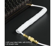 Mambasnake C03 spiralinis Usb C kabelis žaidimų klaviatūrai, starlight pynimo klaviatūros kabelis, type C į Usb A, pintas Usb C kabelis, spiralinis klaviatūros type C kabelis, nuimamas auksinis aviacinis jungtis, baltas