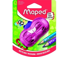 Maped - croc croc twist bieber drožtukas - 2 dydžių pieštukams - su atliekų dėžute - atsitiktinė spalva